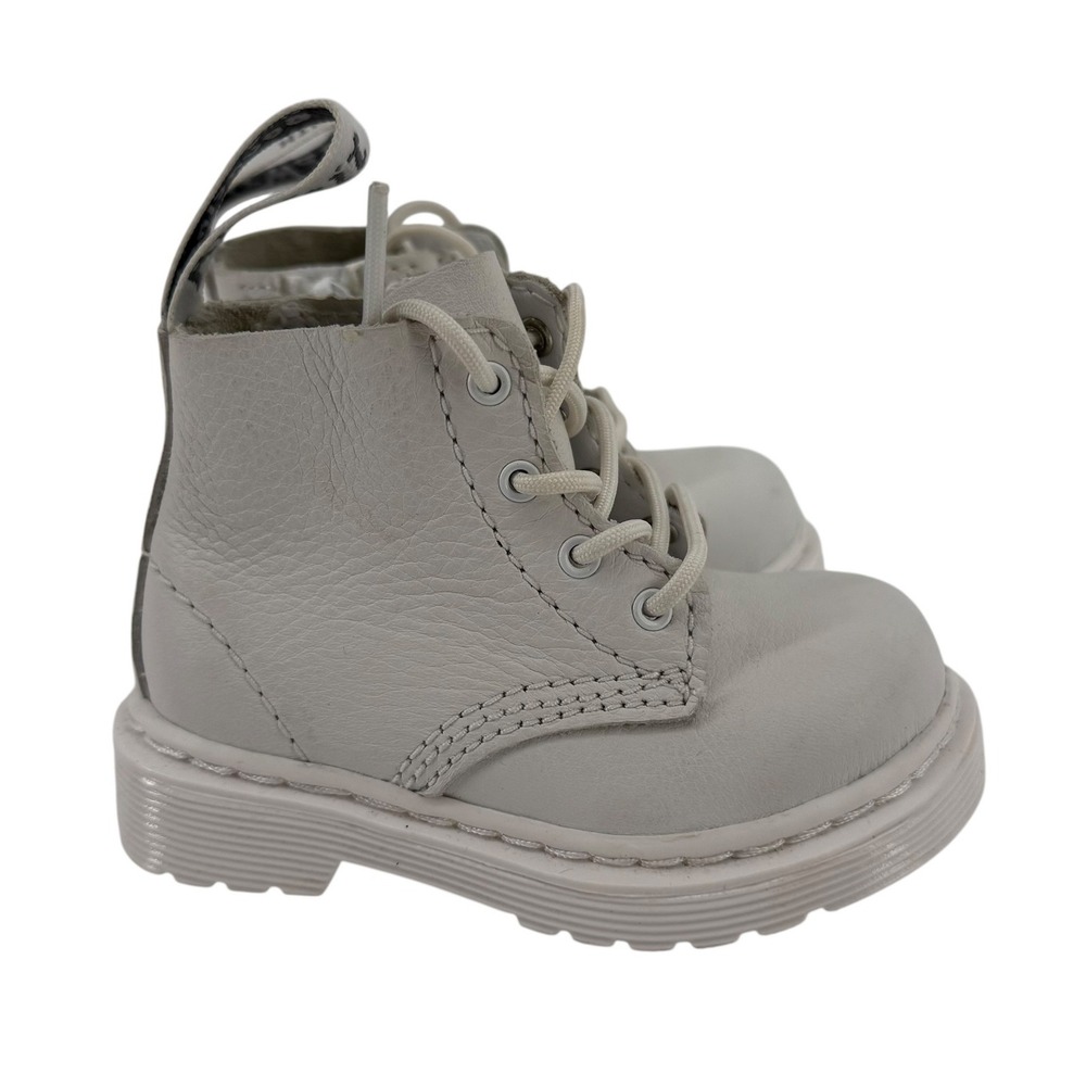 NWOT Dr Martens 1460 Pascal‎ Mono White Toddler Kids Boots Size US 4 Leather Zip